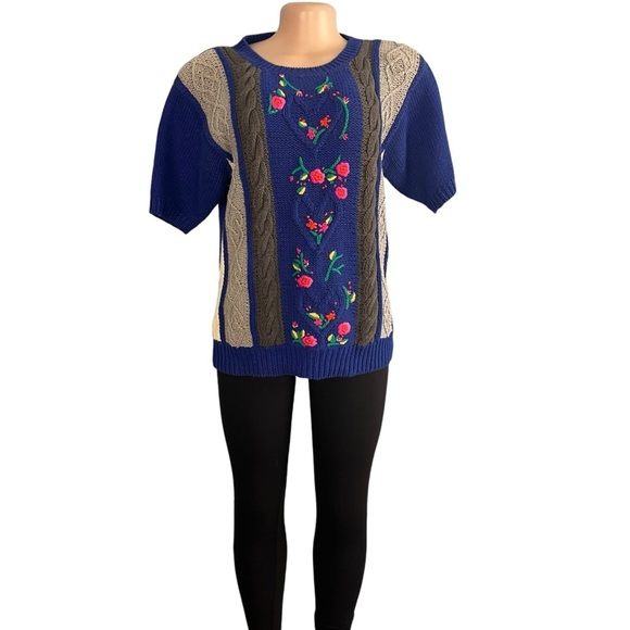 P.S Sport Vintage 80s Floral Granny Core Knit Sweater - Picture 2 of 9